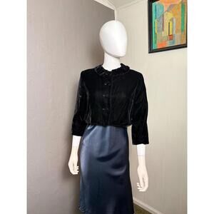 1990's Black Velvet Cropped Jacket size S Plush Luxe Velvet Blazer